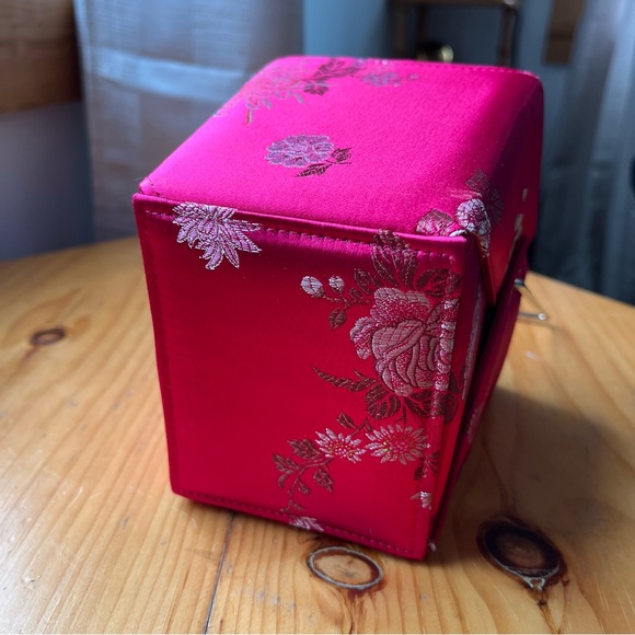 Vintage Valeria Stevens Takeaway Fabric Hot Pink Purse - Picture 4 of 13